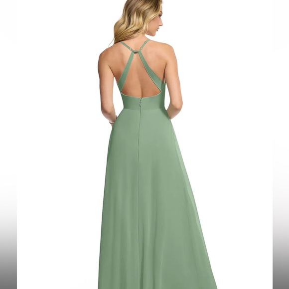 Size A6 Azazie Matcha Chiffon Bridesmaid dress style: Davis. Worn once - Picture 4 of 7